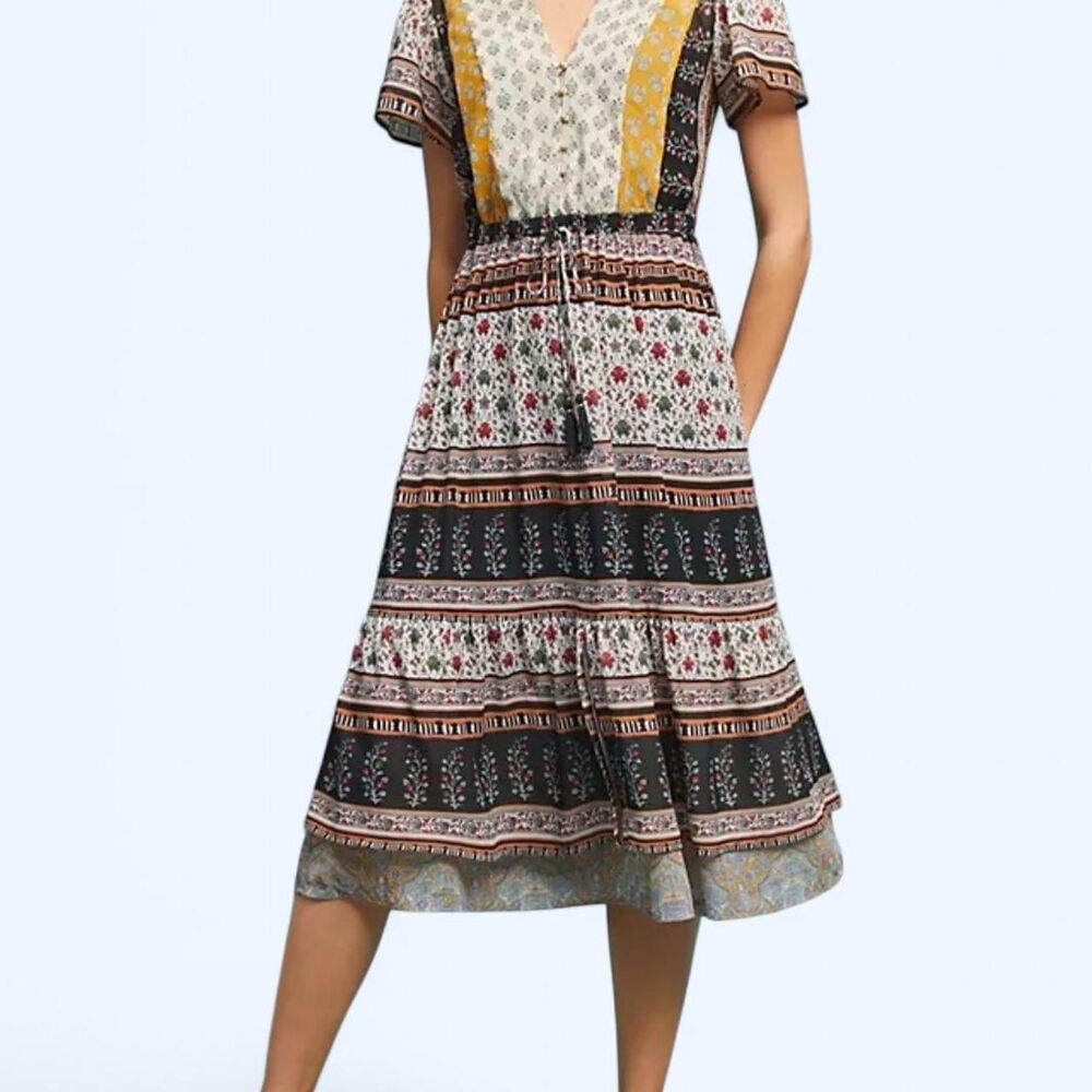 Anthropologie Boho Midi Dress - NWT - Size L - Picture 8 of 8
